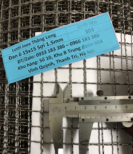 Lưới inox đan ô 1.5cm 304 TLG Thăng Long khổ 1m